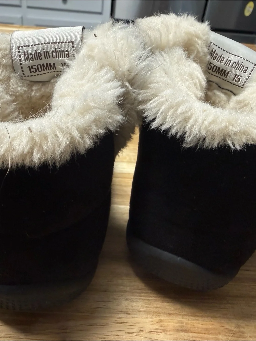 Kids Black Faux-Fur Lined Snow Boots